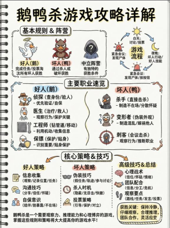 《鹅鸭杀》新人保姆级攻略！_鹅鸭杀一图流攻略详解！