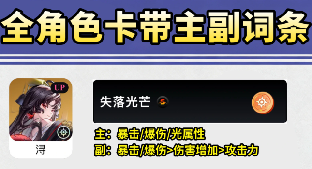 异环全角色词条携带省流推荐